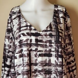 RACHEL Rachel Roy Grey Combo V-Neck Top L NWT